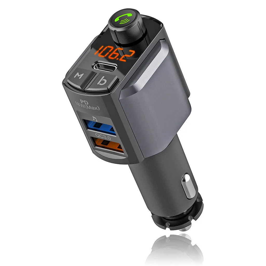 PD18W + QC3.0 + One-click Bass + Voice Assistant C69S Car Bluetooth MP3 Player FM Hair