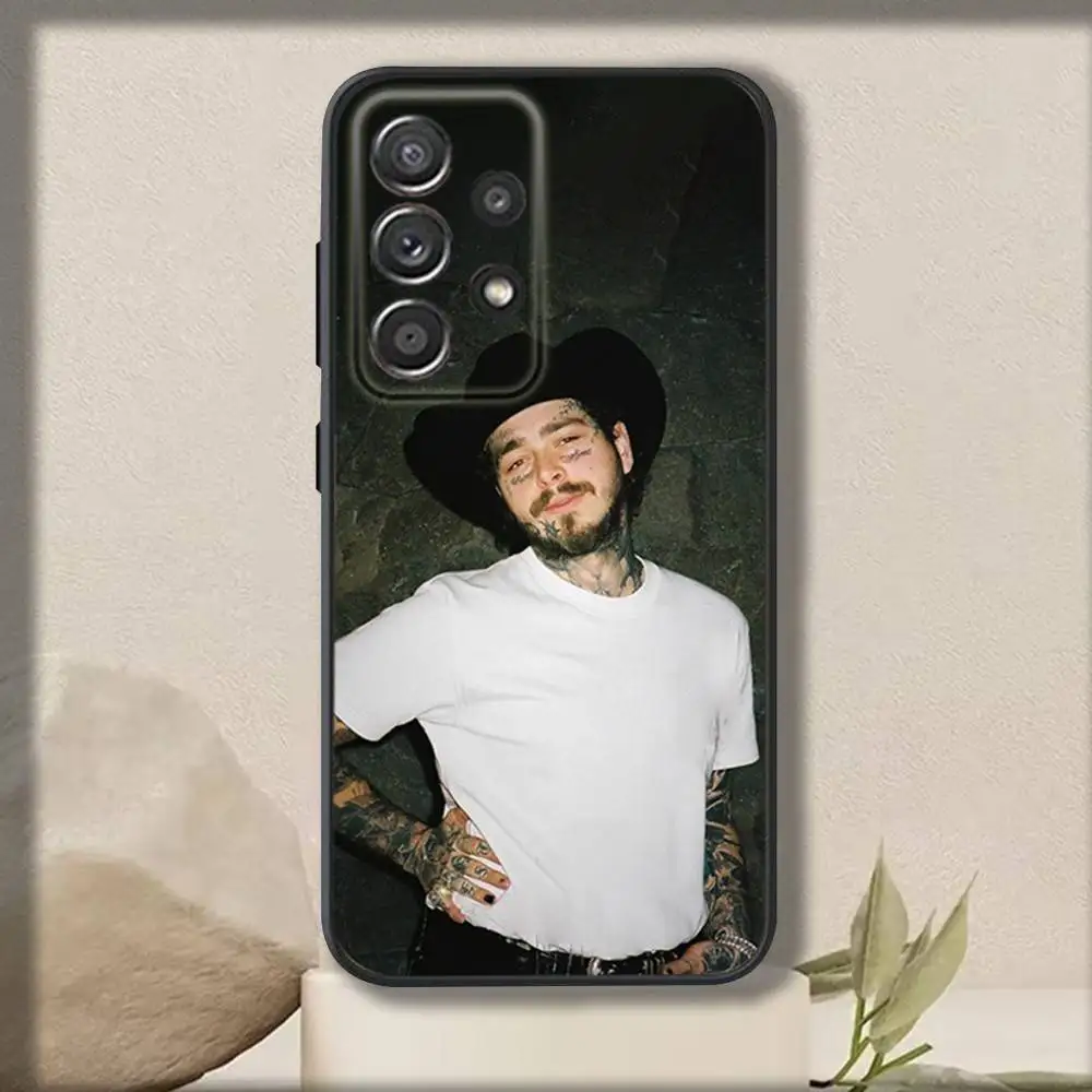 Funda de teléfono P-Post Singer M-Malones para Samsung S 25,24,23,22,30,21,10,9,Ultra,Plus,Lite,FE,4,5 G, funda negra suave