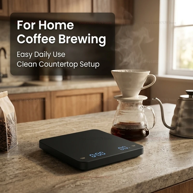 Báscula Digital para Café de 0.1g a 3kg con Temporizador, Pantalla LED, USB, Alta Precisión, para Espresso y Cocina, en Oz, ml, g