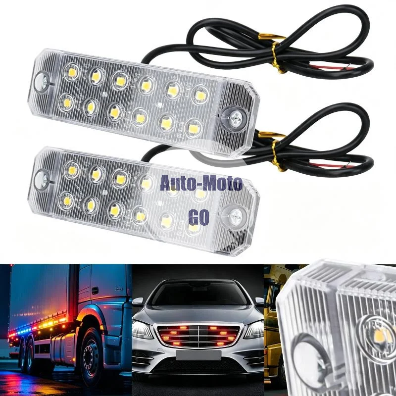 12 LED Super Bright Strobe Warning Lights Dual Row Multi Color Waterproof 1Pcs for Road Construction Warning