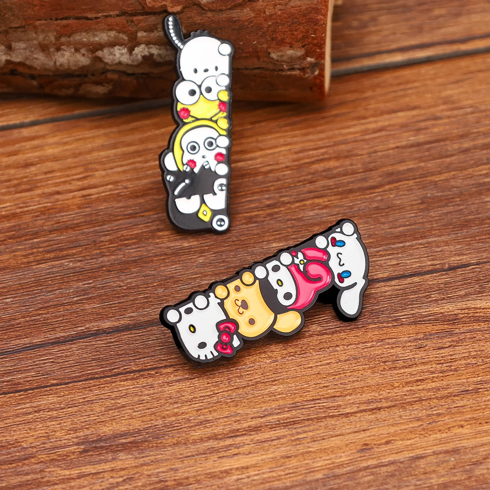 Bonito cão branco esmalte pino dos desenhos animados broche pinos lapela pinos crachá na mochila acessórios traje anime jóias presentes para amigos