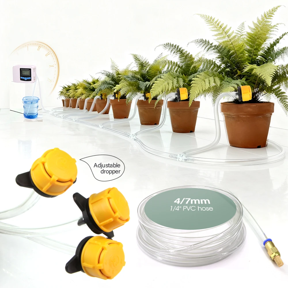 Solar-Power Dual-Pump Timing Automatic Irrigation System for Indoor Garden Pot Plants Watering 1/4