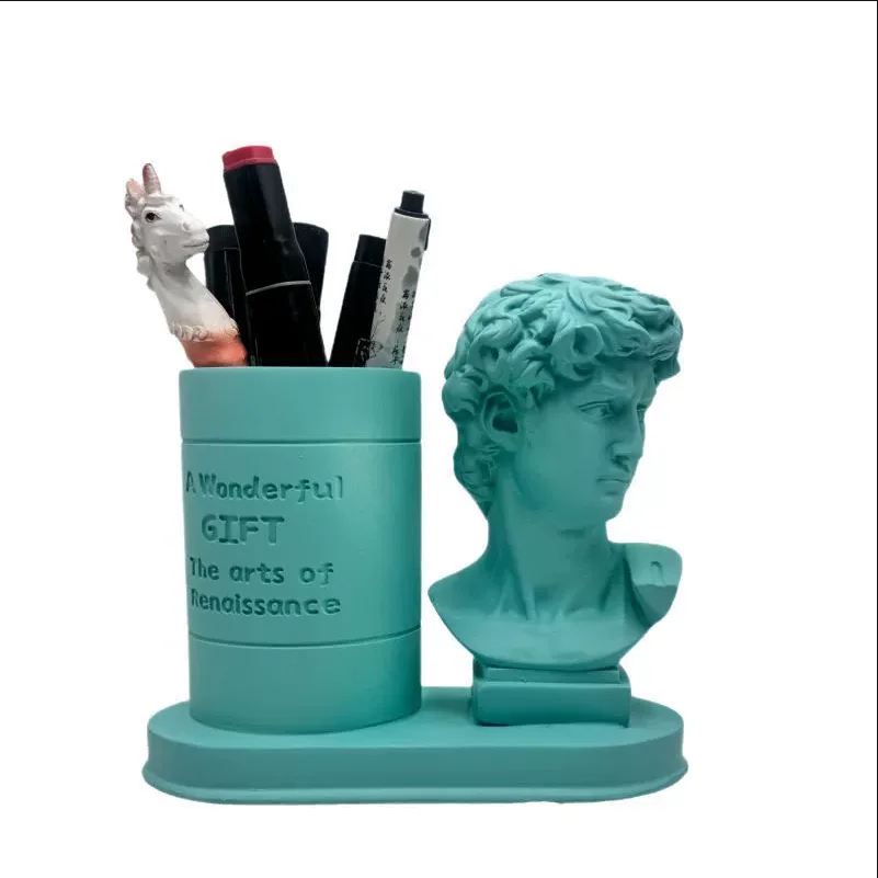 Creative Statue Pen Holder Sculpture David Resin Portrait Makeup Brush Storage Box Flowerpot Vase Art Craft Garden Decor Gifts