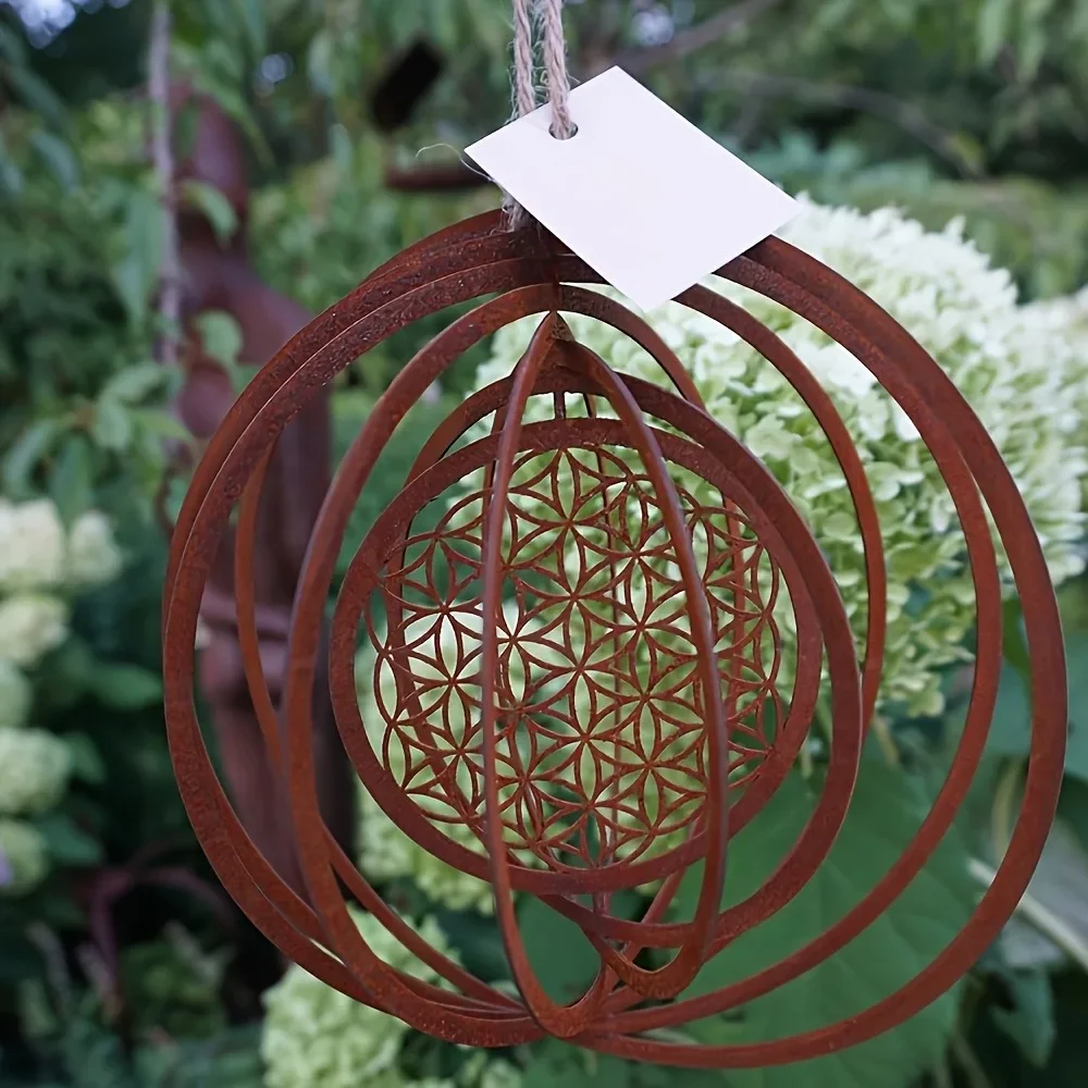 Large Size Rustic Style Metal Spiral Weather Vane Handicraft for Hanging in Window Balcony Backyard Outdoor Decor