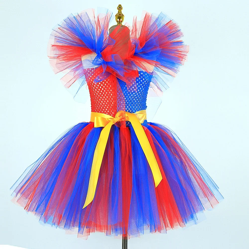 Blauwe Rode Clown Circus Pomni Kostuums Voor Meisje Kids Tutu Jurk Kleding Halloween Clown Kostuums Meisje Fancy Party Prinses Jurken