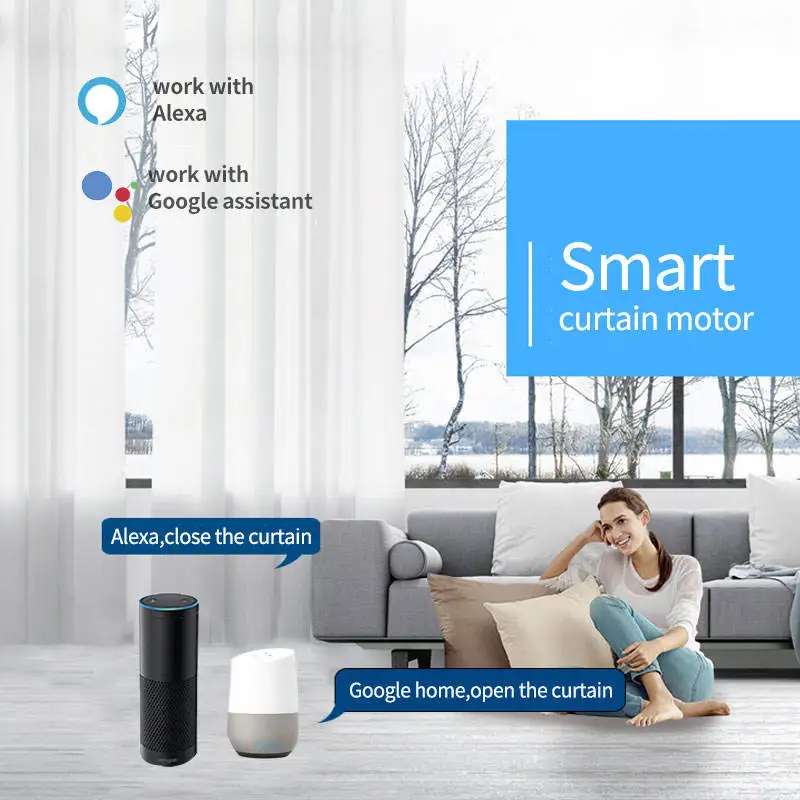 Wifi Zigbee  Electric Snake Curtain  Alexa Google Alice Voice Control Smart Home S Wave Custom Track  Set