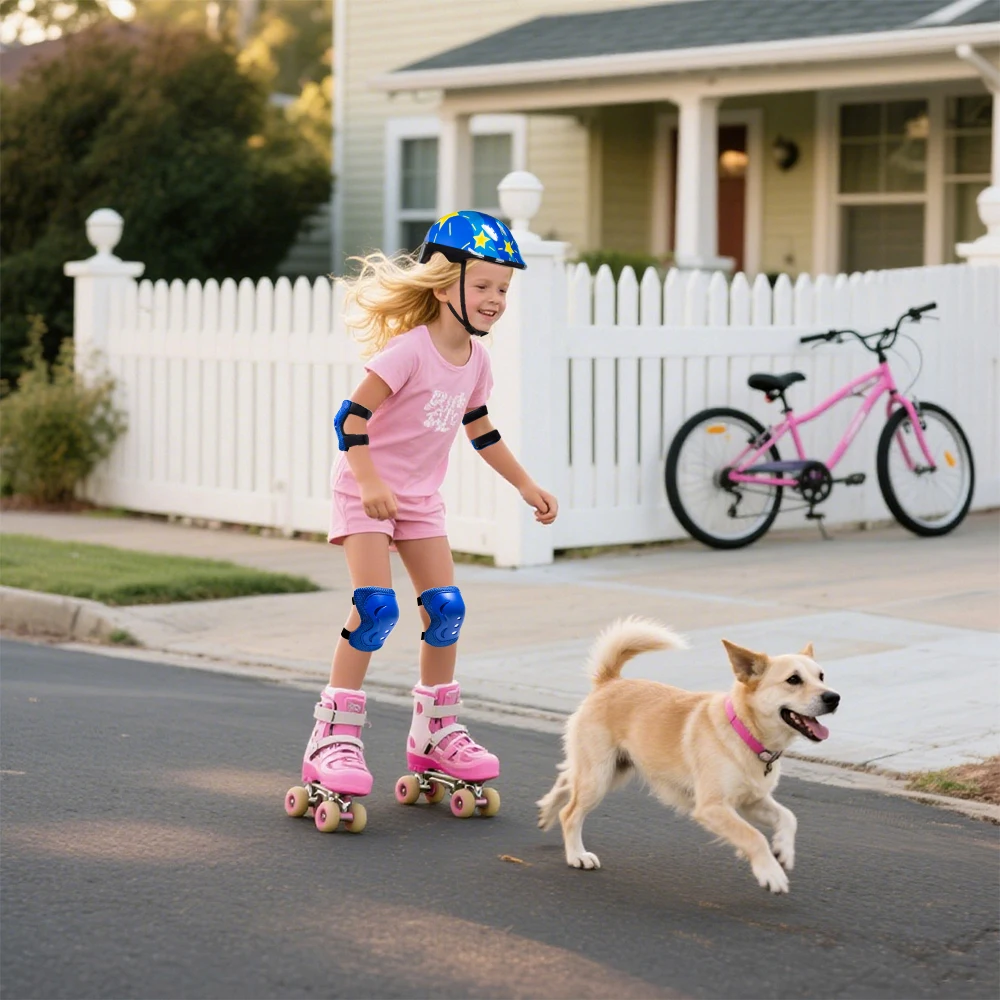 Verstellbarer Helm für Kinder von 3-16 Jahren, Schutzausrüstungsset mit Ellbogen-, Knie- und Handgelenkschonern für Jungen und Mädchen, Sicherheitsschutz zum Skaten – Detail 13