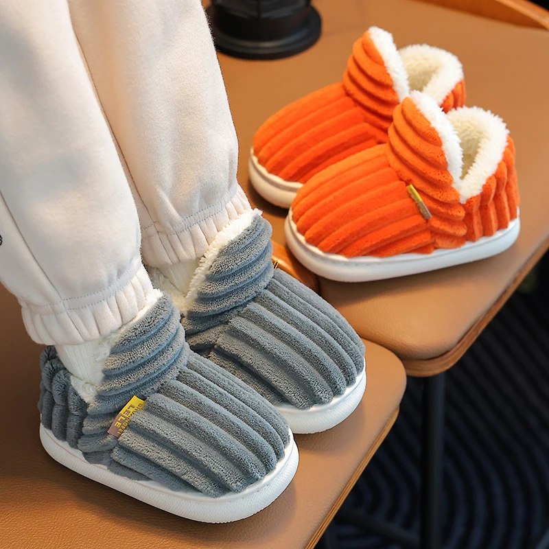 

Winter Children's Cotton Slippers Boys and Girls Anti-Slip Warm Lined Parent-Child Plush Home Baby Cotton Slippers