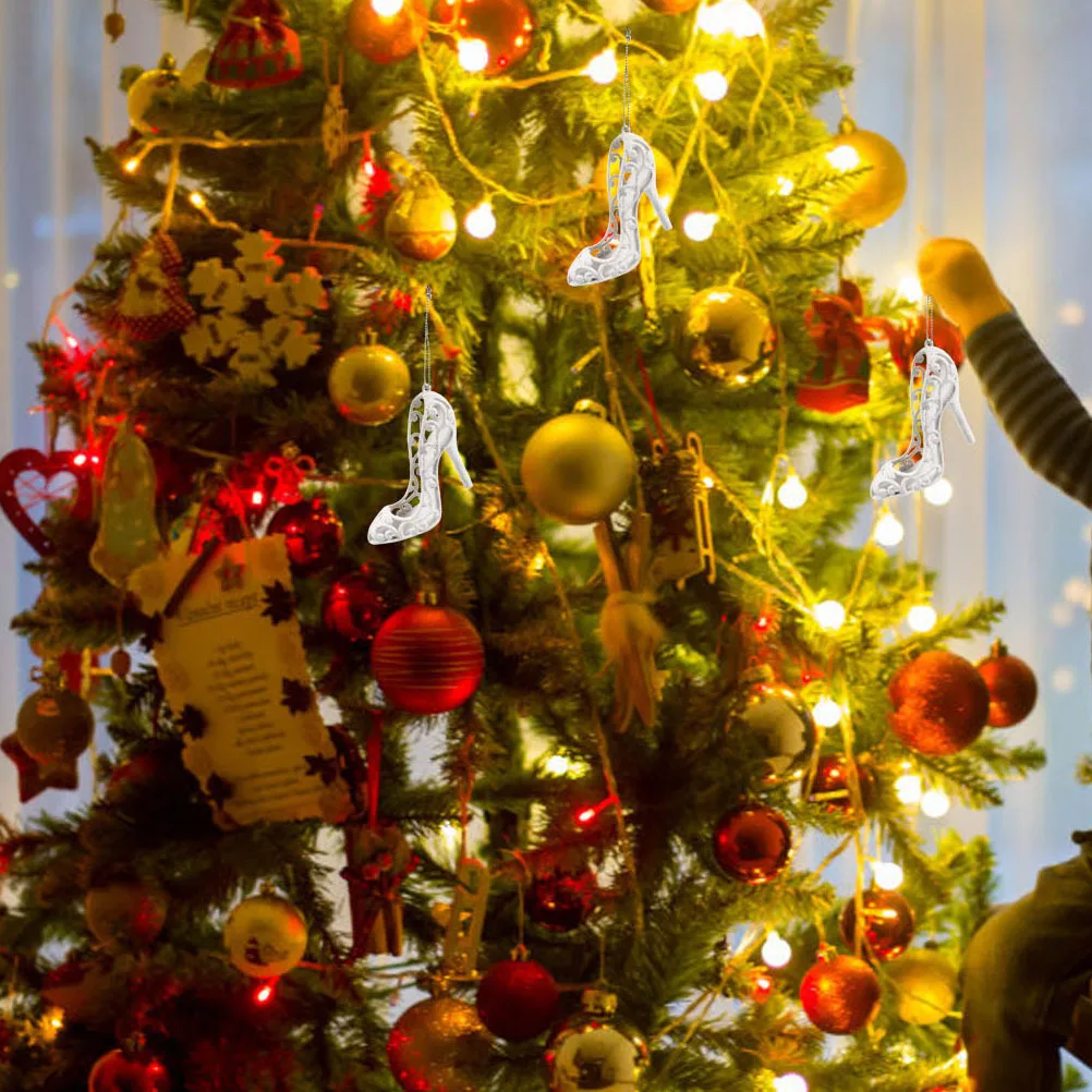 

9Pcs Xmas High Heels Pendant Christmas Scene Layout Hanging Decorations Small Xmas Tree Adornments Festive Christmas Elements