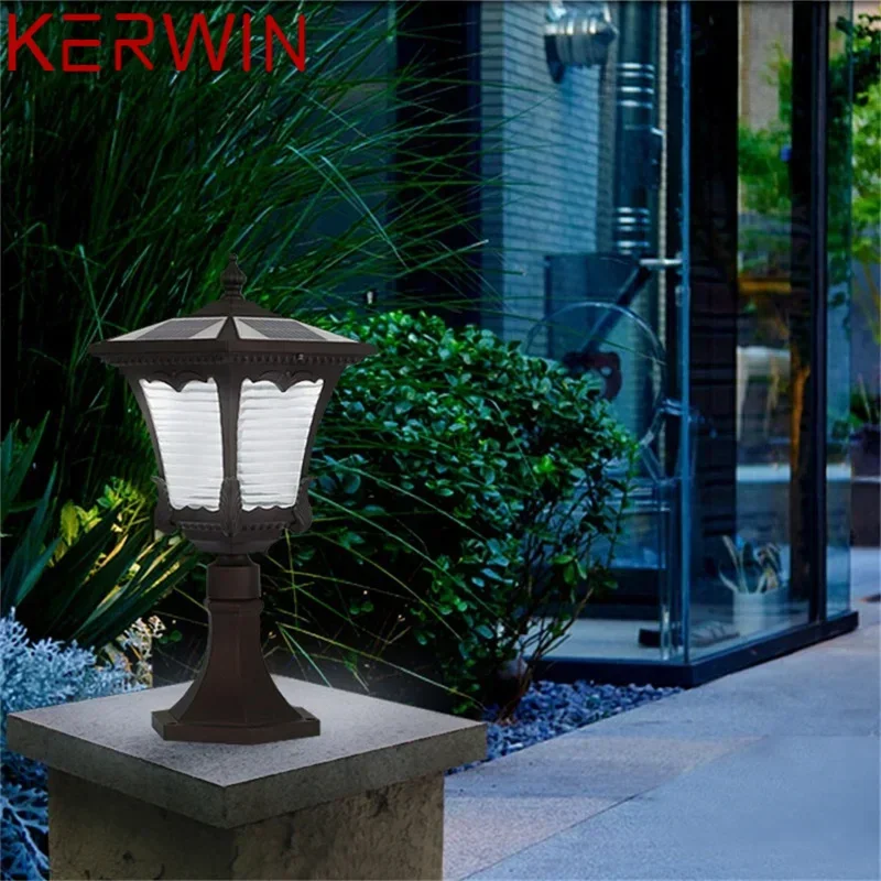 KERWIN Solar Wall Lamp Outdoor LED Modern Post Light Pillar Waterproof For Home Patio Porch Garden Courtyard Villa Lawn Lamp