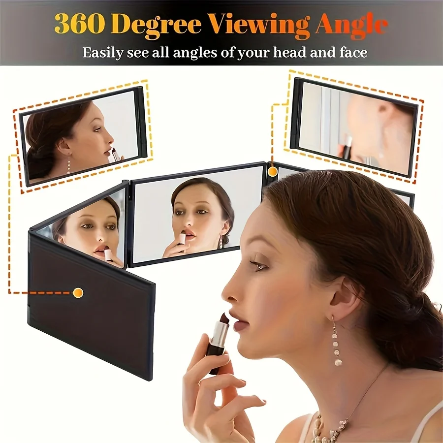 1pc/ Four-fold Handheld Mirror - Four-sided simple folding mirror, portable and portable dressing mirror, carry around
