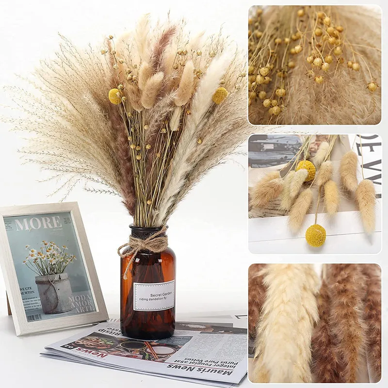 

Dried FlowerPampas Grass Bouquet DIY Buddha Dust Rabbit Tail Grassfor Modern Home Office Decoration Party Wedding Supplies