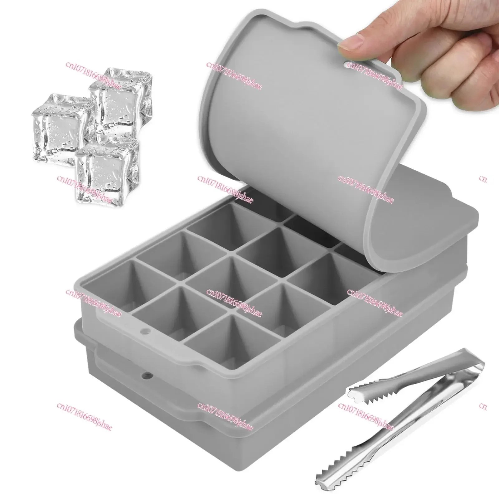 Easy-to-release Silicone Ice Cube Tray 15 Covered Ice Cube Molds, Stackable Ice Cube Molds for Refrigerated Beverages