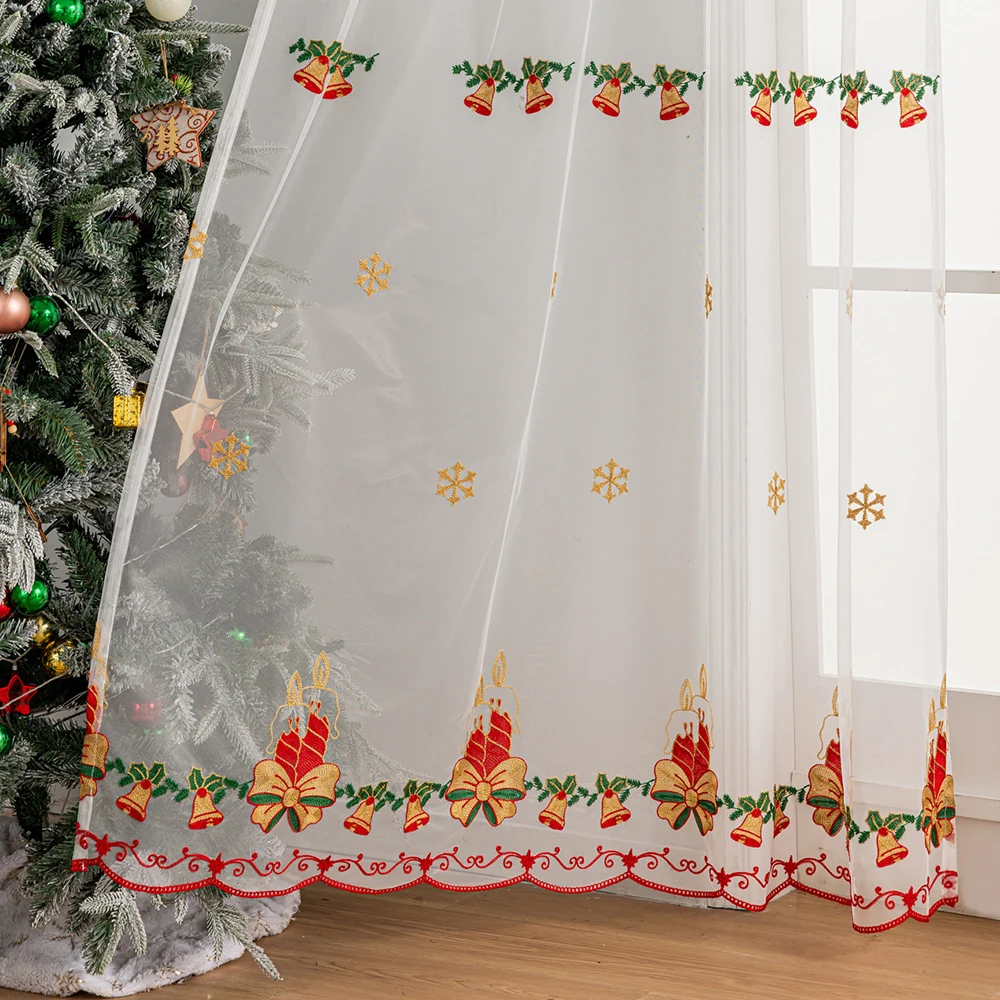 Christmas Curtains Father Christmas Print Large Size Curtains Living Room Bedroom Study Finished Decoration Curtain Home Decor