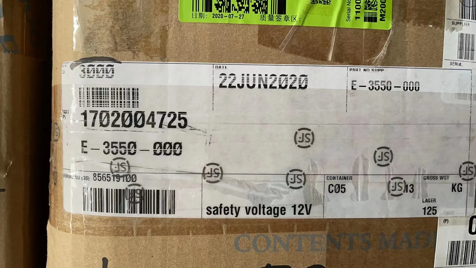 original connector E-3550 YAZAKI 7283-5448-30,  Lear 1702004725