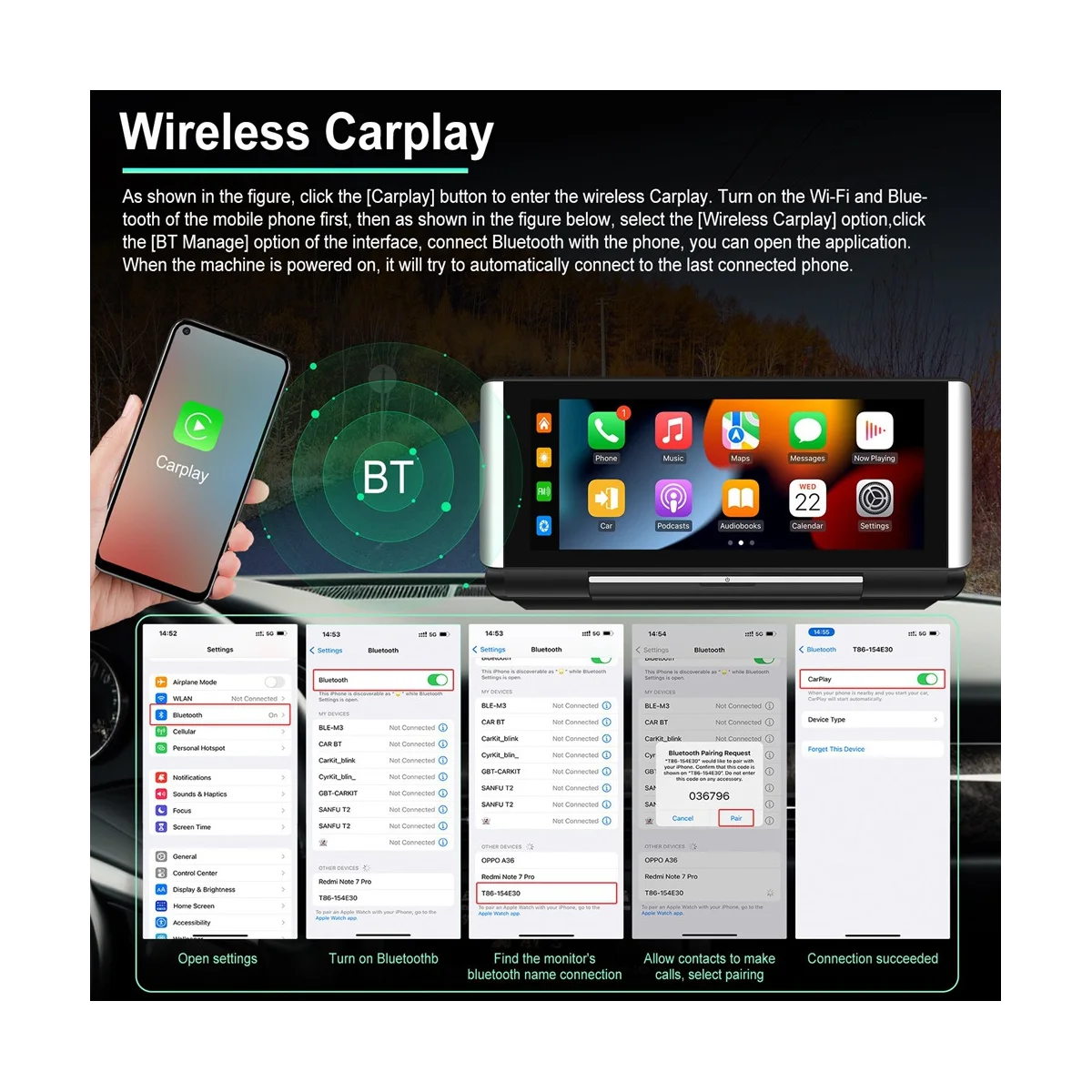 

Portable 6.86Inch Folding Screen Car Radio Wireless Carplay Android Auto MP5 Player Car Stereo Bluetooth FM AUX