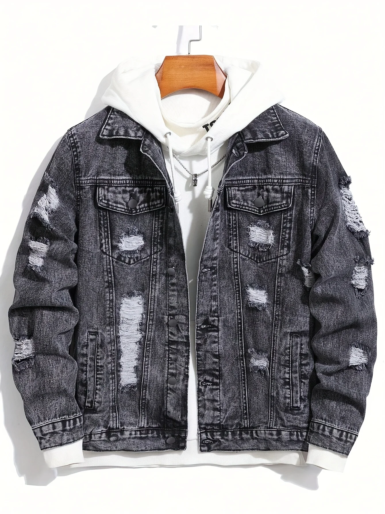 Men's Black Lightweight Denim Jacket, American Vintage Style, Unlined Without Ornaments, Ideal Gift for Husband & Lover