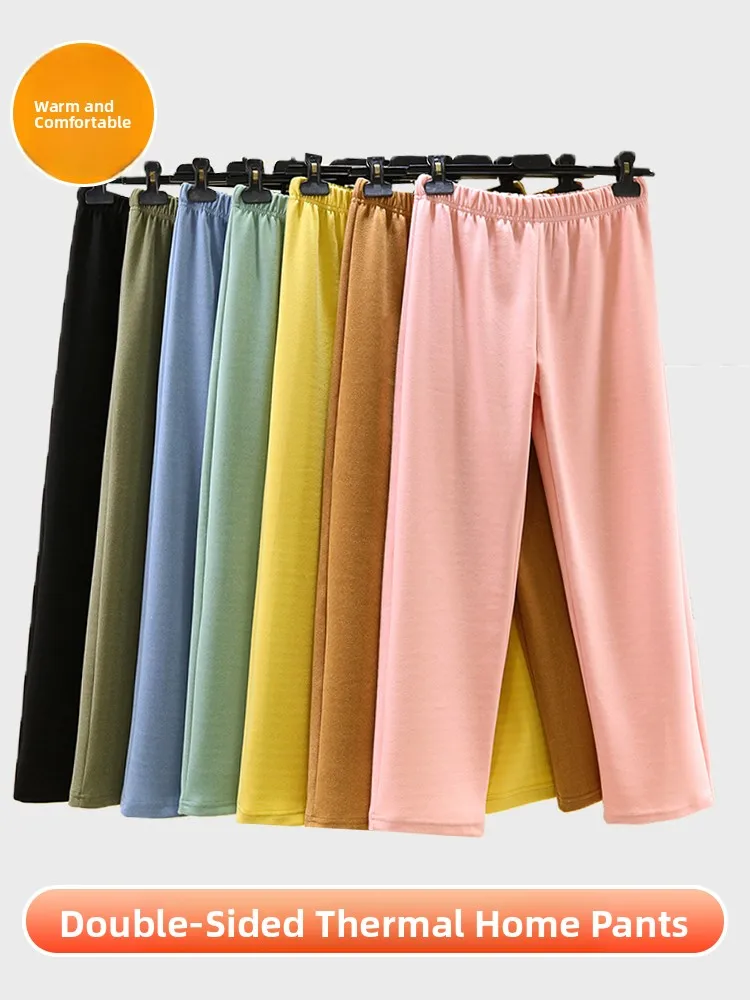 

Thickened Velvet Warm Women's Sleepwear Pants Autumn Winter Fleece High Waist Straight Leg Long Pants Casual Comfortable plus...
