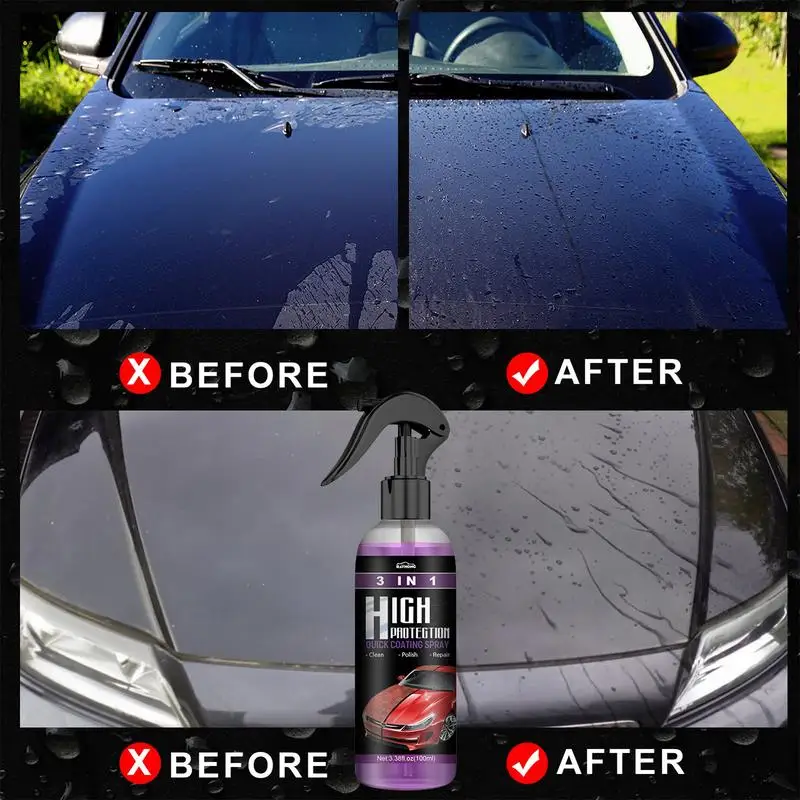 3 In 1 High Protection Quick Car Coating Spray Coat Ceramic Coating Car Wax Polish 100ML Car Wash&Wax Hydrophobic Top Coat