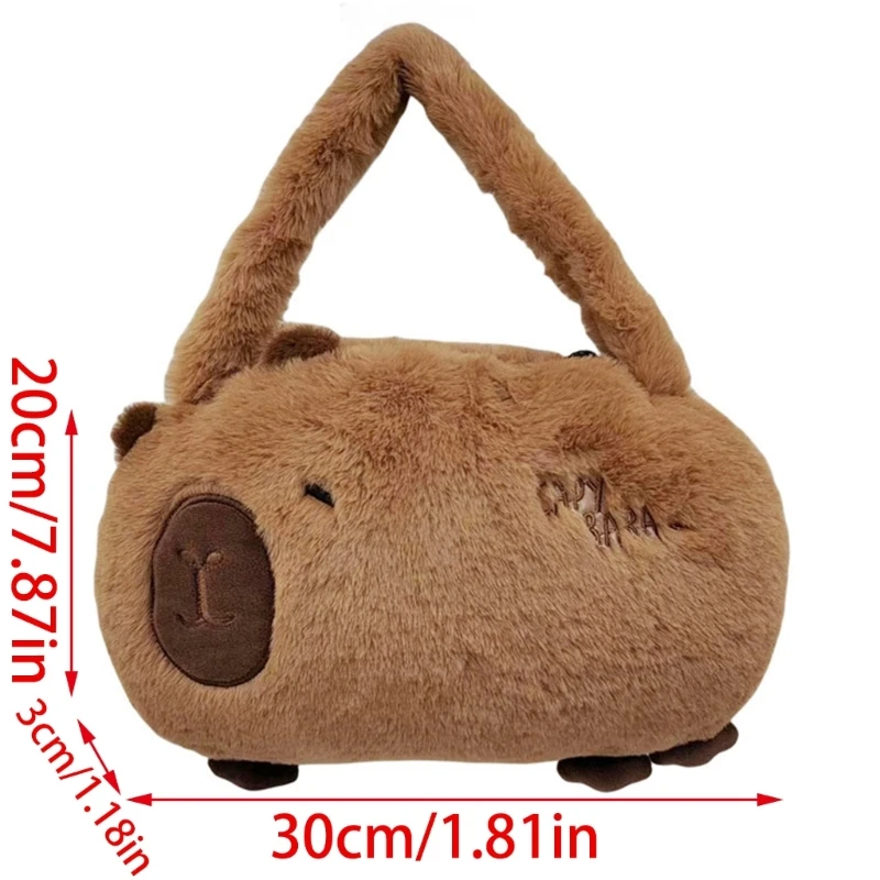 Tas Tangan Mewah Dompet Tas Bahu Boneka Hewan Capybara Kartun Lucu untuk Wanita