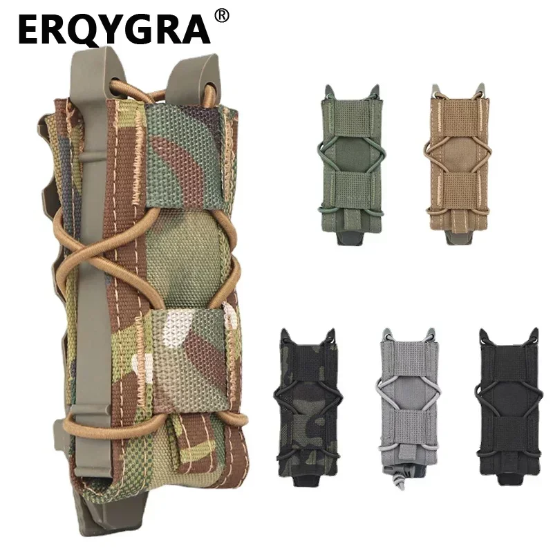 ERQYGRA Tactical Molle Tiger Type 9mm Magazine Pouch Mag Flashlight Hunting Waist Bag System Accessories Outdoor Sports Shooting