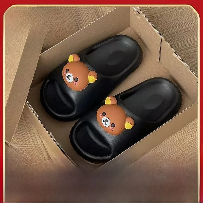 Cute Bear Slippers Thick Bottom Home Use Anti-Slip Breathable Men's Sandals EVA Material for Indoor Outdoor Use Summer Slippers