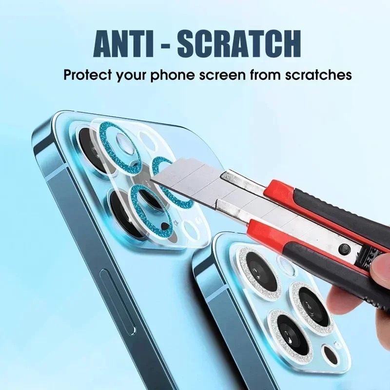 ฟิล์มกันรอยเลนส์กล้องใสแบบมีกลิตเตอร์สำหรับ iPhone 17 Air 16 15 14 Pro Max Plus 13 Mini 17Air 17Pro 16Pro  กระจกนิรภัย