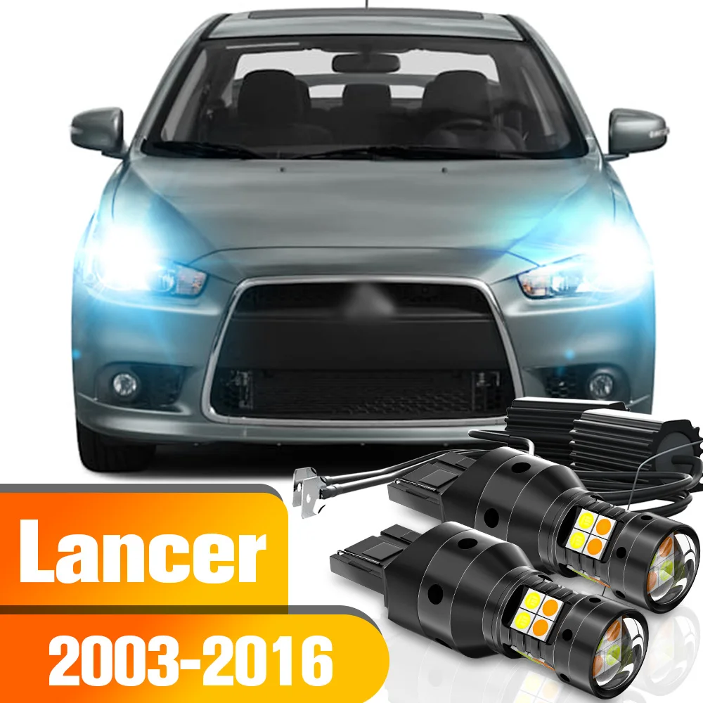 Dual Mode LED Turn Signal+Daytime Running Light 2pcs DRL Accessories For Mitsubishi Lancer 7 8 2003-2016 2011 2012 2013 2014