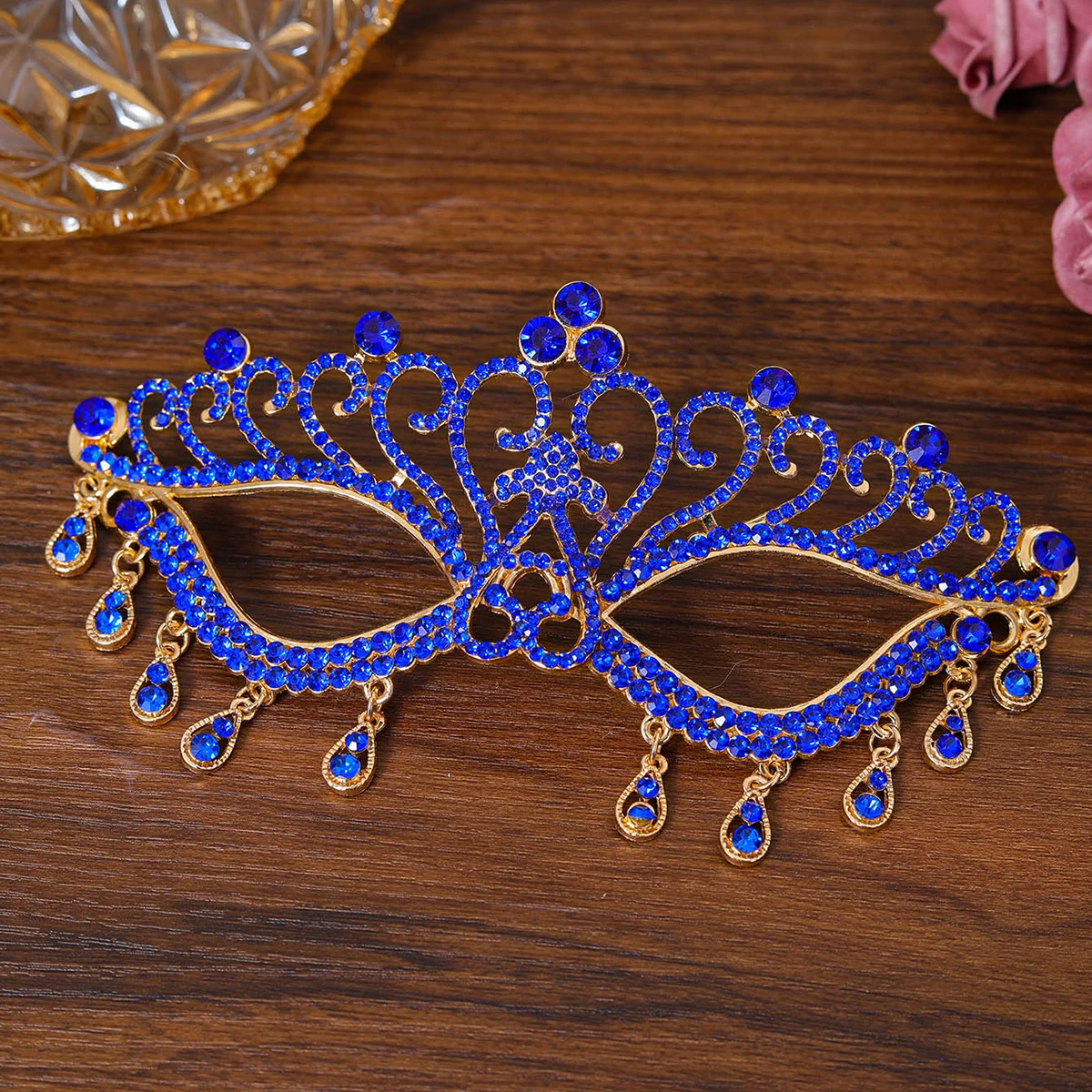 Fashion Crystal Rhinestone Bridal Mask Wedding Accessories For Women Bride Dancing Party Tassel Masks Banquet Accessories image 4