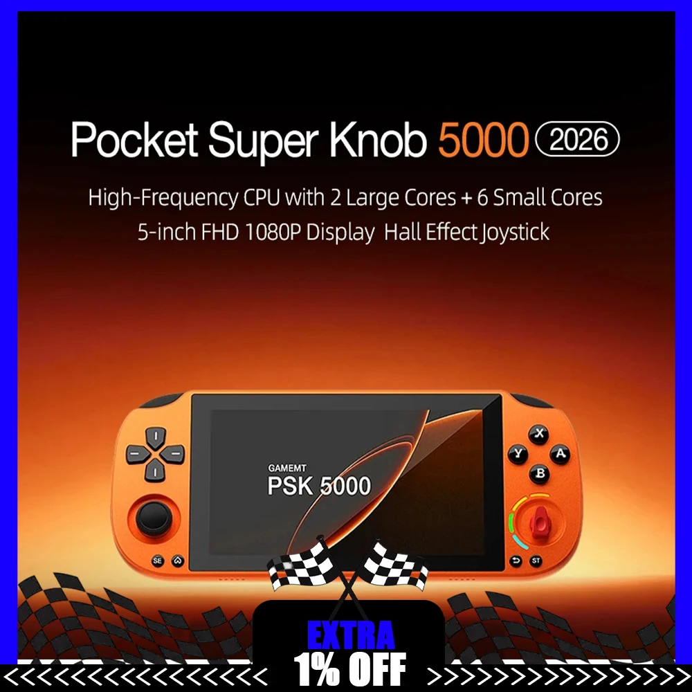 Игровая консоль GAMEMT PSK5000 с 5-дюймовым экраном 1080P 60 Гц FHD, джойстиком с датчиком Холла, аккумулятором 4000 мАч, поддержкой Wi-Fi 2.4G/5G