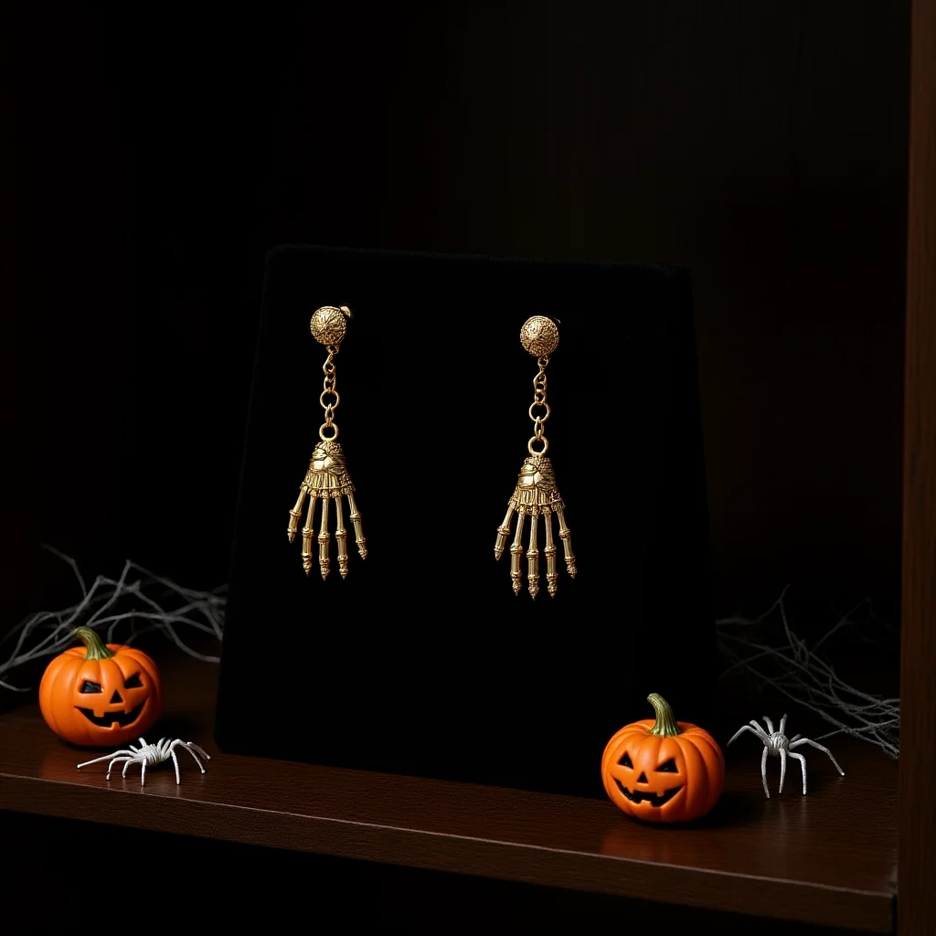 Vintage Gothic Halloween Dangle Earrings Alloy Spider Skull Drop Earrings for Costume Party Accessories