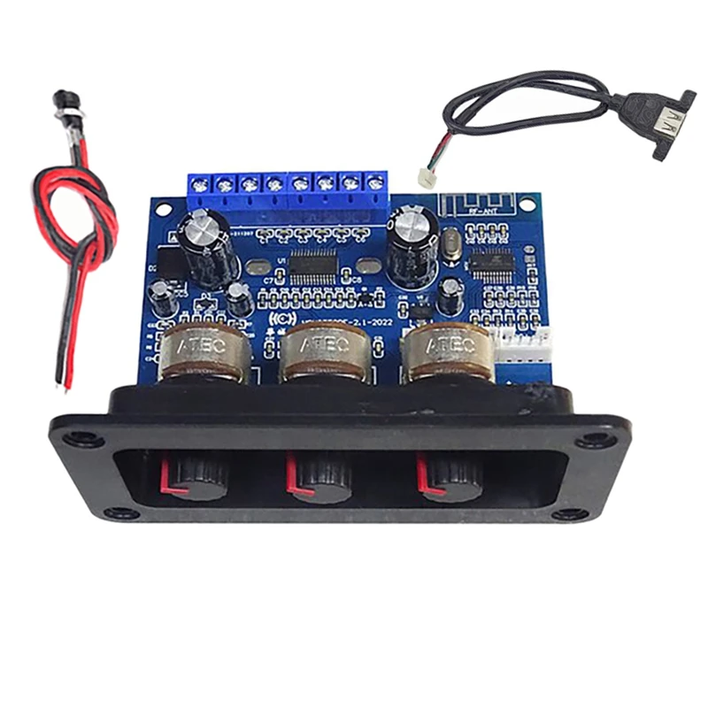 

2.1 Channel Audio Amplifier Board With DC Female+USB Cable 2X25W+50W Bluetooth 5.0 Subwoofer Class D Amplifier DC12-20V