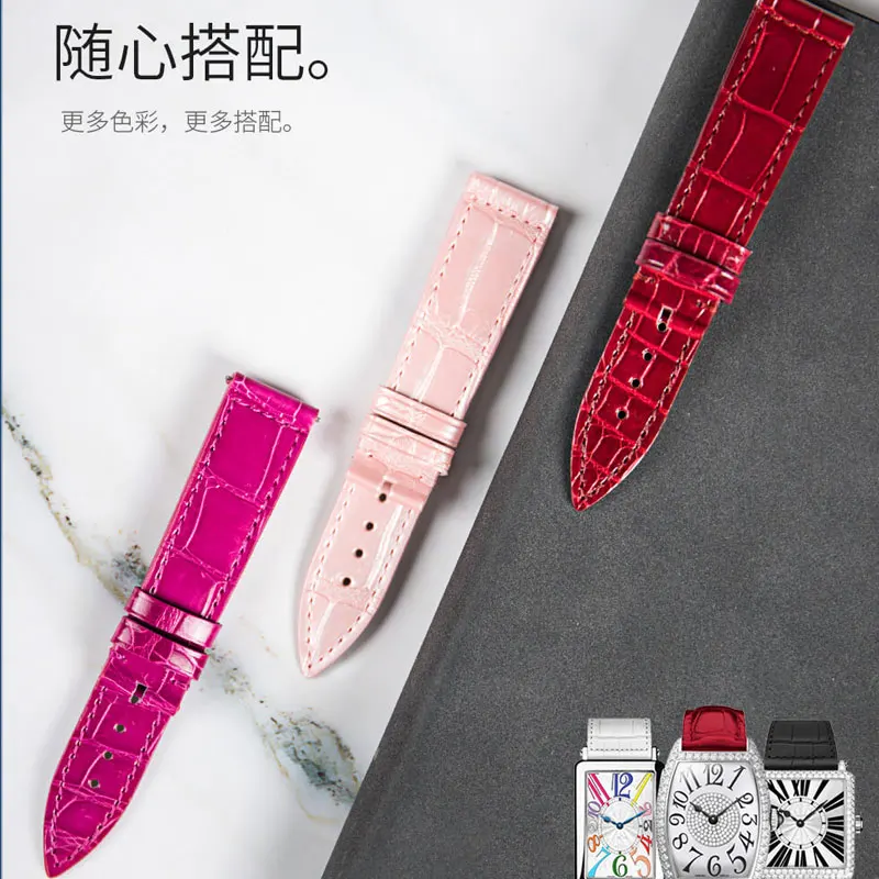 FUYIJIA 16MM~26MM Nile Crocodile Skin Watchbands Master Handmade Custom F-ranck M-uller Substitute Strap Genuine Crocodile Belt