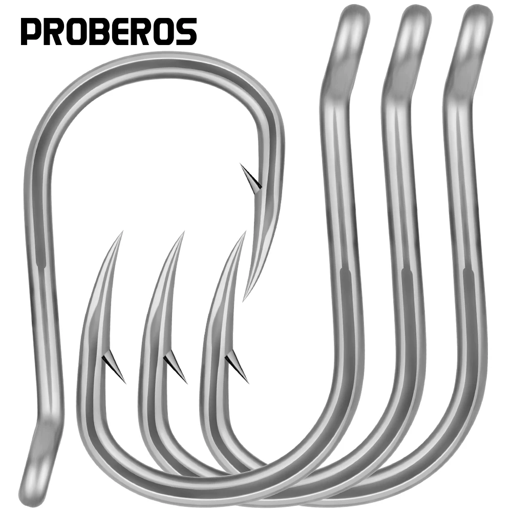 

PROBEROS 10pcs/lot Fishing Hook Set High Carbon Steel Sea Fishing Hooks Saltwater Pesca Anti-Rust Carp Bass Fishing Accessories