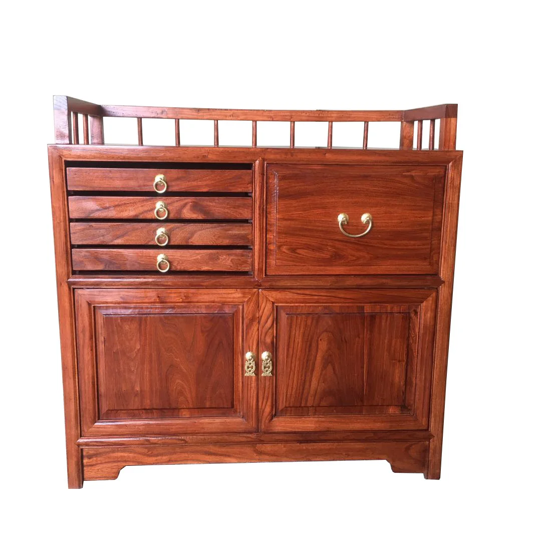 

Furniture, solid wood, tea cabinet, multi-function, storage, pear color, new Chinese style