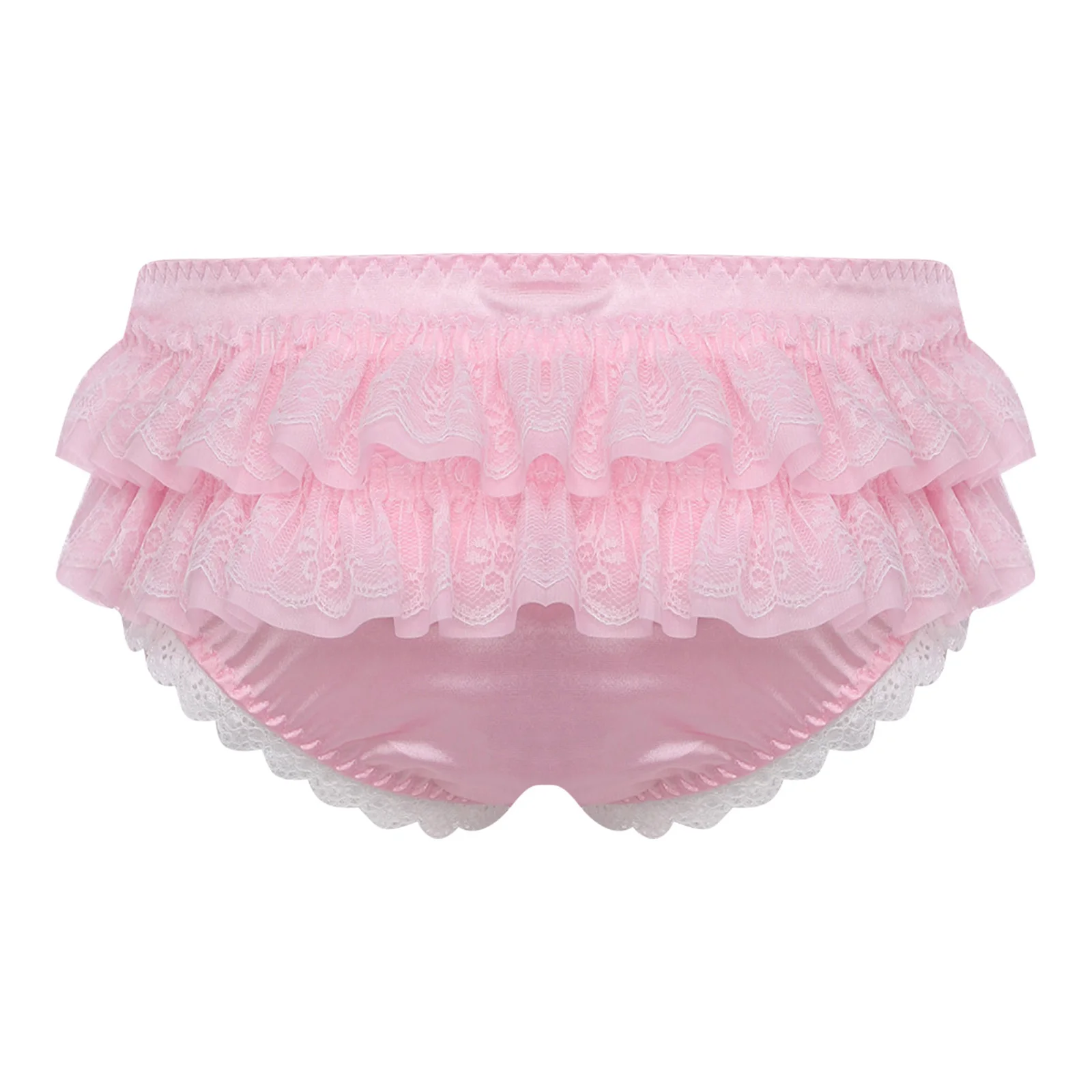 Men's Ruffled Lace Trim Cutout Crotch/Normal Crotch Panties