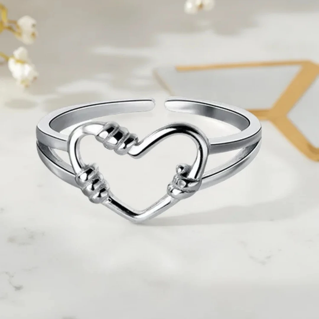 VOQ Fashion Retro Love Heart Ring for Women Thai Silver Jewelry Minimalist Accessories Gift