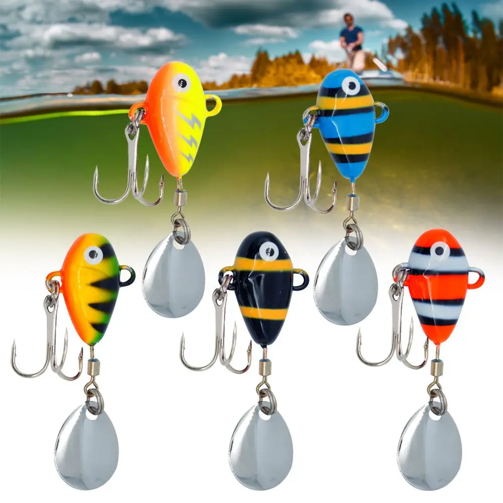 

10g Bass Rotate Vibration Spoon Metal VIB Lure Wobblers Crankbaits Treble Hook Metal Fishing Bait