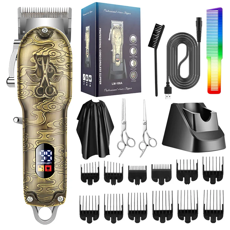 resuxi-recarregavel-eletrica-sem-fio-cabelo-clipper-para-homens-barbeiro-profissional-com-suporte-de-carregamento-aparador-de-pelos-lm-106a