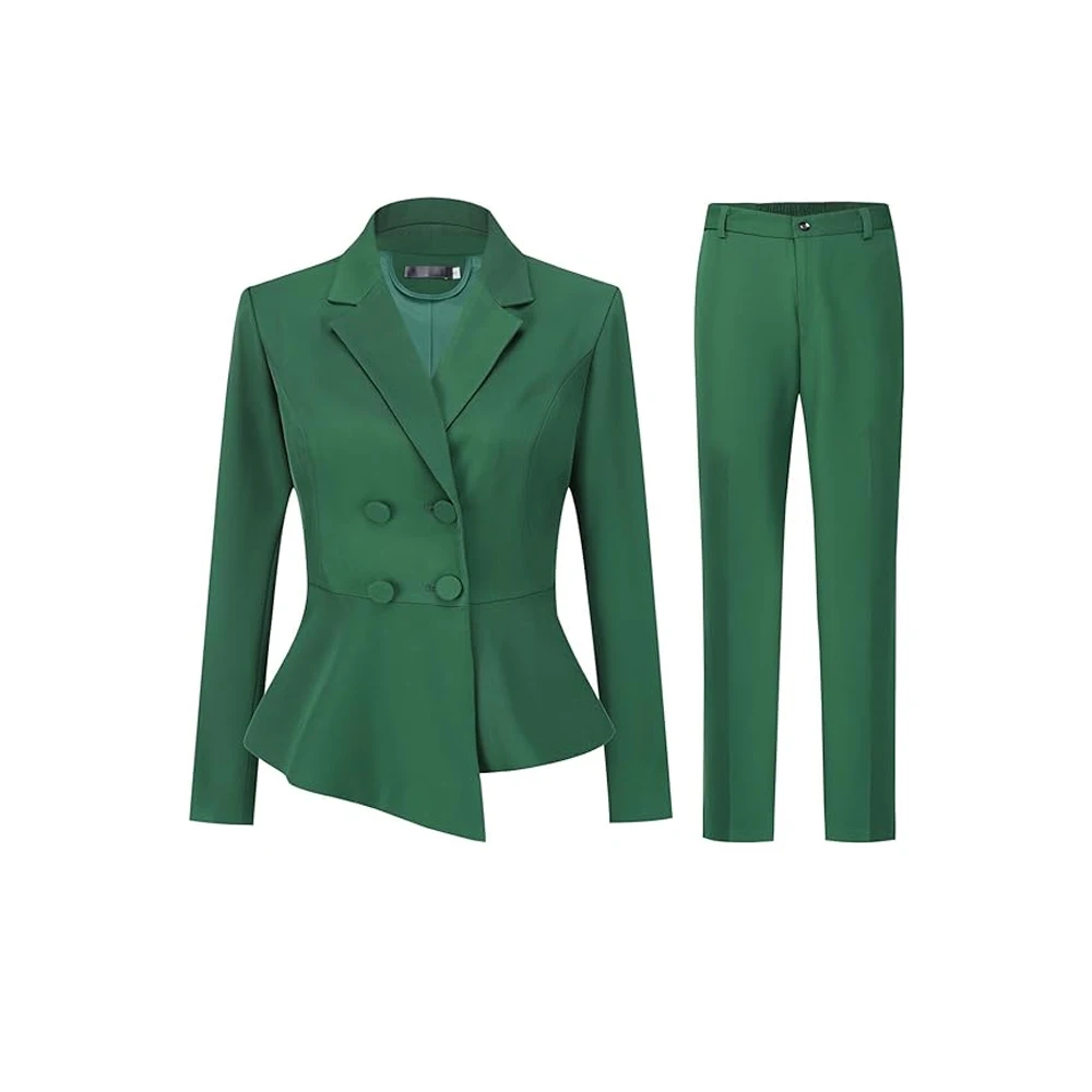 

Women's Double Breasted 2 Piece Suit Set 2 Button Blazer Jacket and Pants