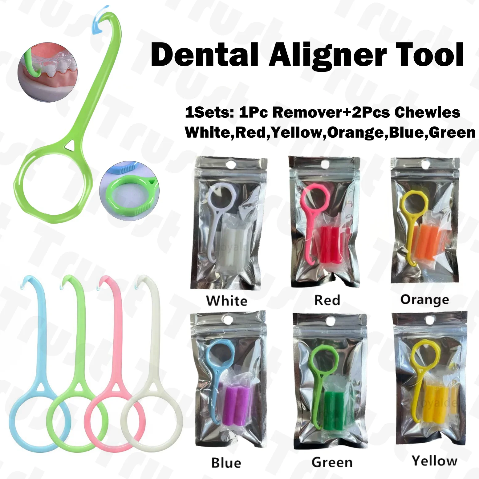 50/100Pcs Dental Aligner Invisible Remove Braces Tool Extractor Hook Chewies SiliconeStick Mixed Color