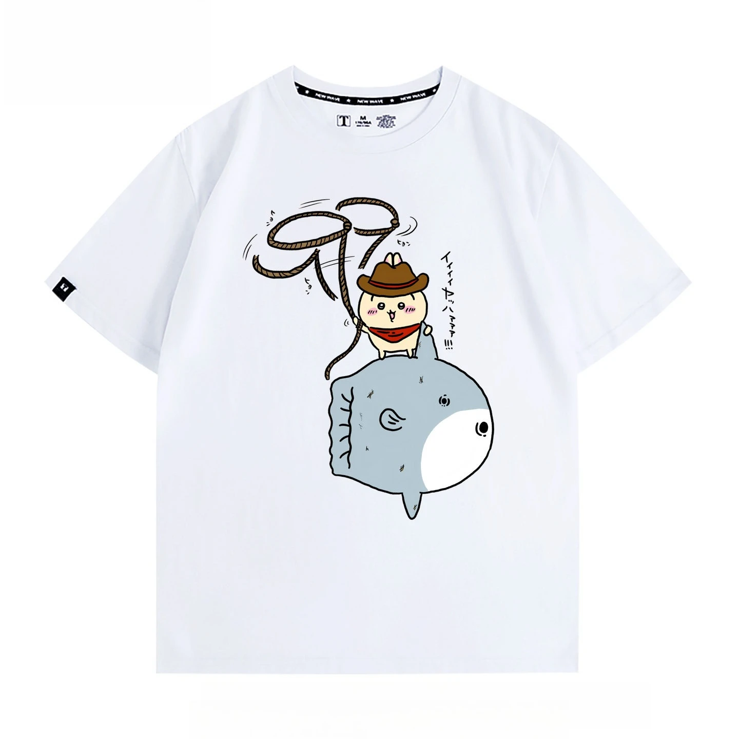 Chiikawa Cartoon Graphic T-shirt Ji-i Usagi Hachiware Unisex Loose Cotton Summer Couple Short Sleeve Tee