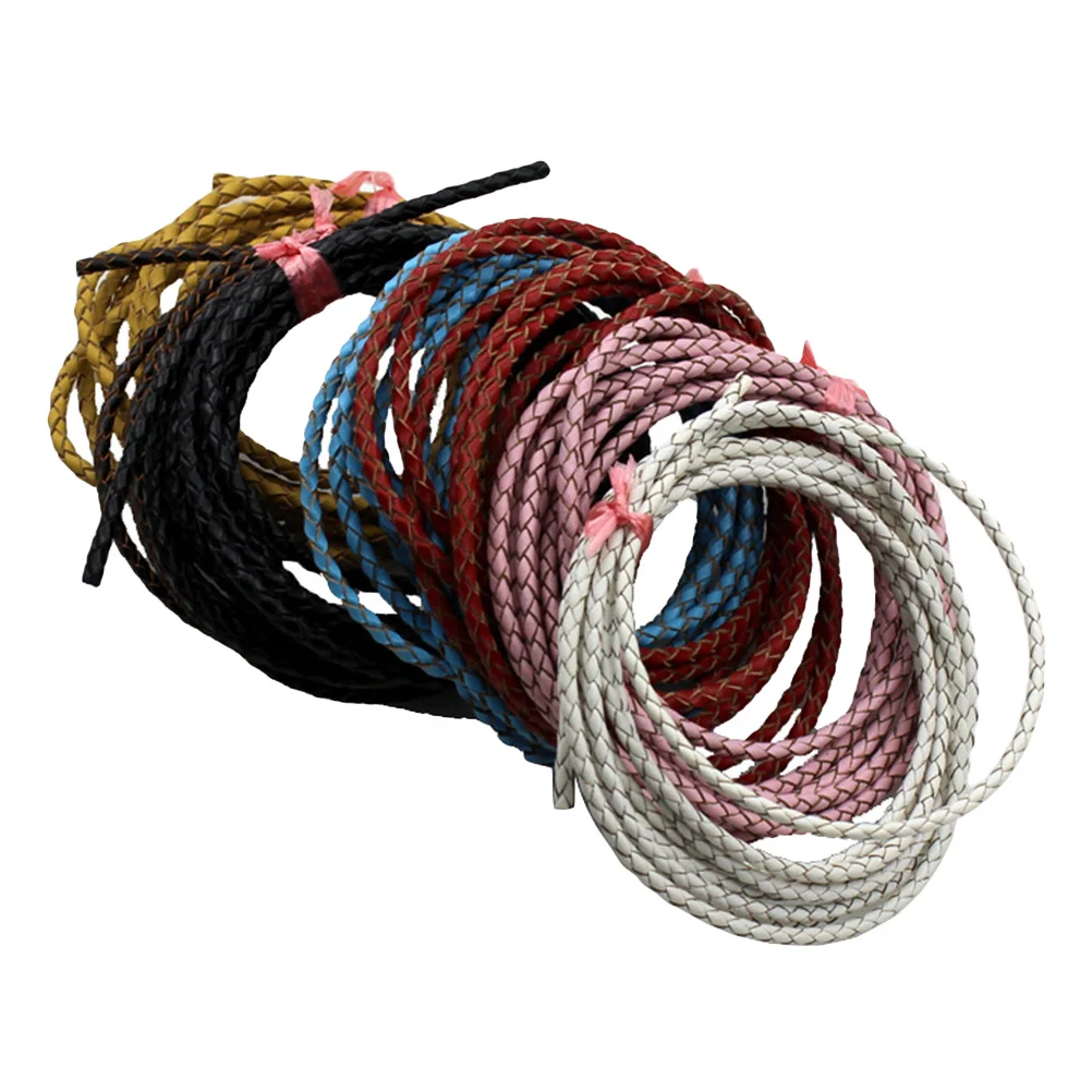 

2 Meters 3Mm Round Braided Cord Genuine PU Rope for DIY Bracelet Making Jewelry Crafting Bracelet Cord for Jewelry