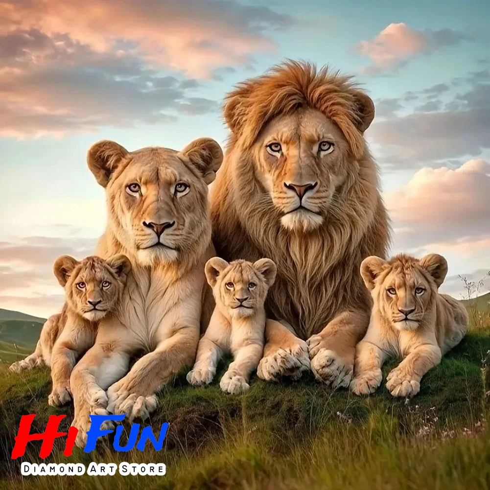 

5D DIY Лев Леви и Куб Семейная Алмазная Вышивка Мозаика Полный Квадратный Круглый Мама Папа и Дети Алмазная Картина Праздничные Подарки