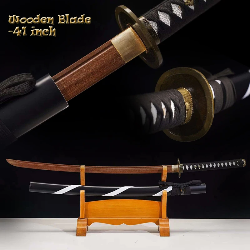 Training Sword,Japanese Samurai Swords For Iaido/Iaito Bushido Props,40Inch Katana,Wood Saya,Log Rosewood Blade