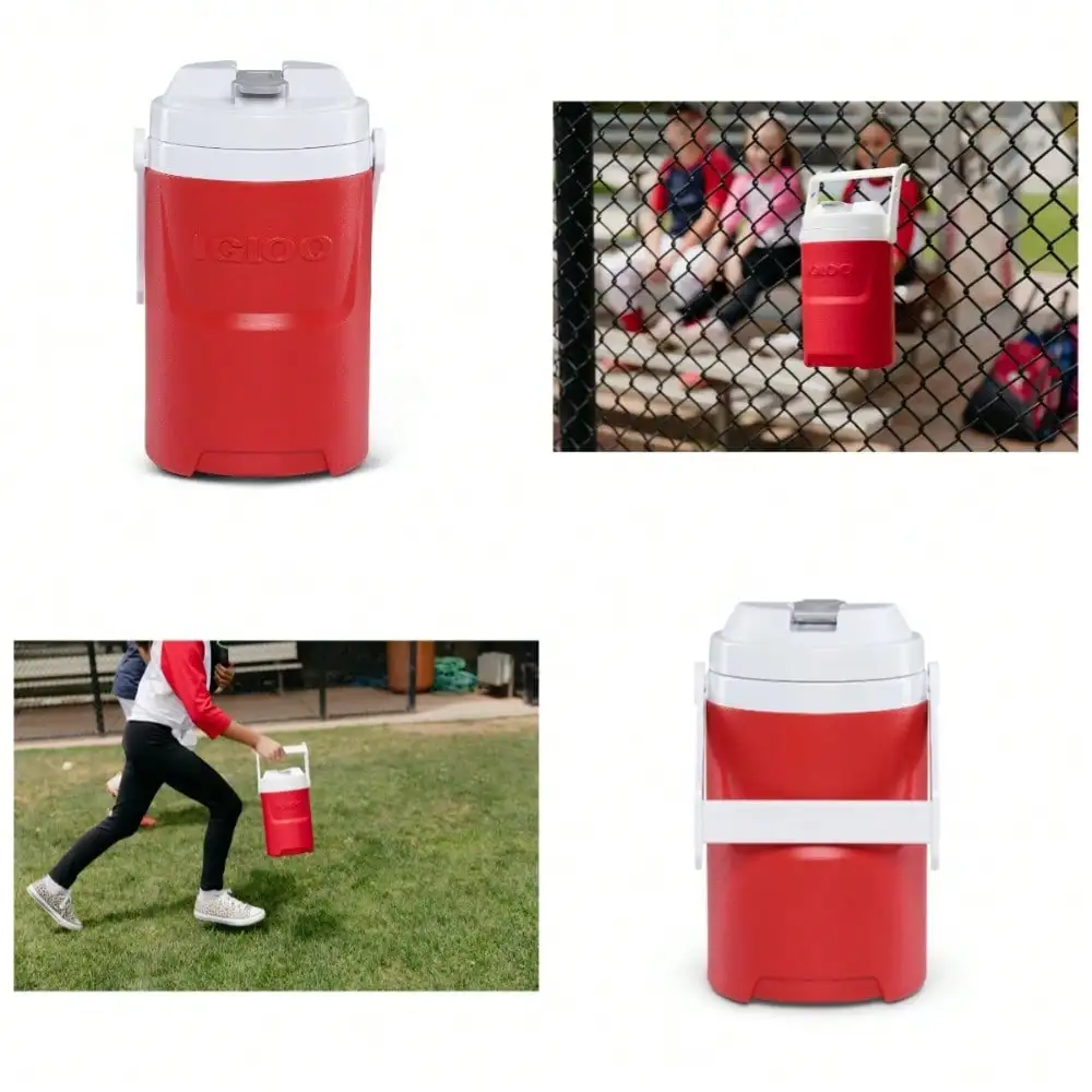 Plastic Sports Water Bottle Half Gallon with Hooks Red