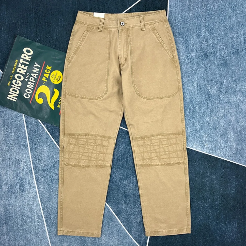 

100% cotton logging pants American casual pants men's Japanese retro aged Ami Kaji loose straight work pants