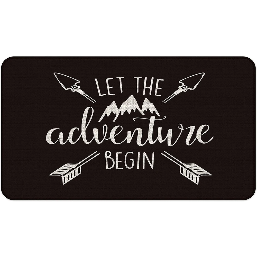 Let The Adventure Begin Door Mats, Rubber Backing Camping Rug, Caravan Floor Mat, Doormat Home Decor