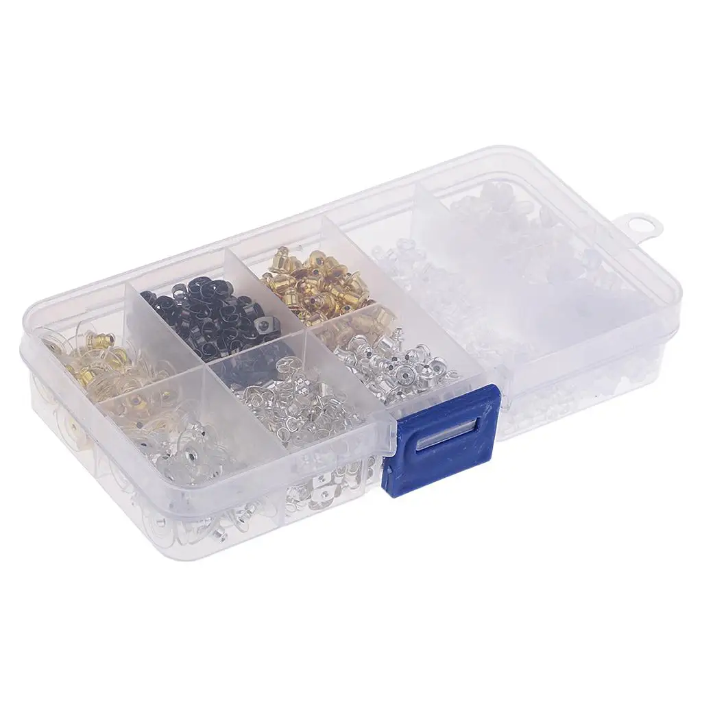 Earring Back Assorted Styles Rubber Metal Silicone Findings Box for Designer Earring Brands and Stainless Steel Jewelry Making