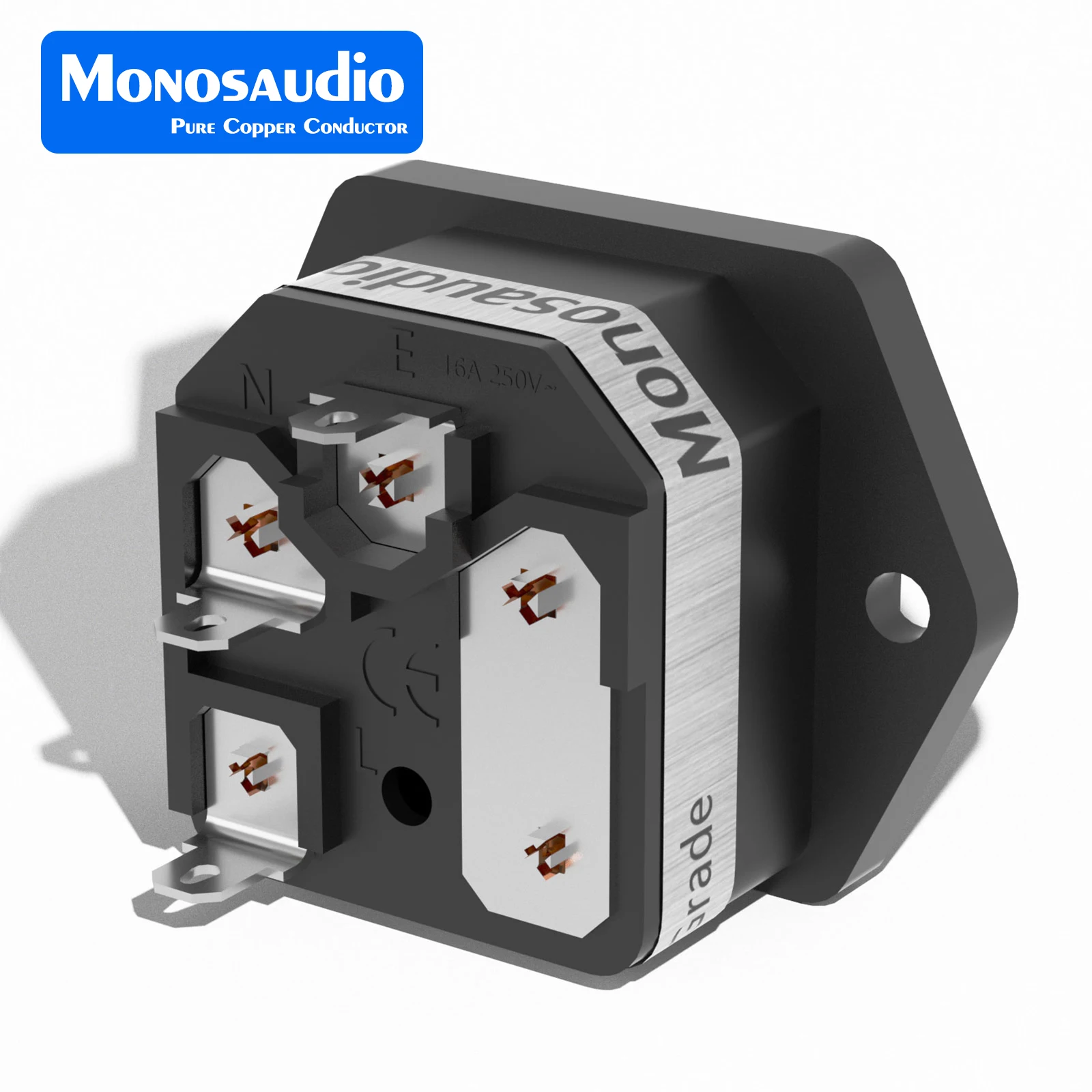 Monosaudio IF76G/R Soquete/Conector IEC com Fusível Banhado a Ouro/Ródio Tomada de Alimentação IEC Entrada do Conector com porta-fusível
